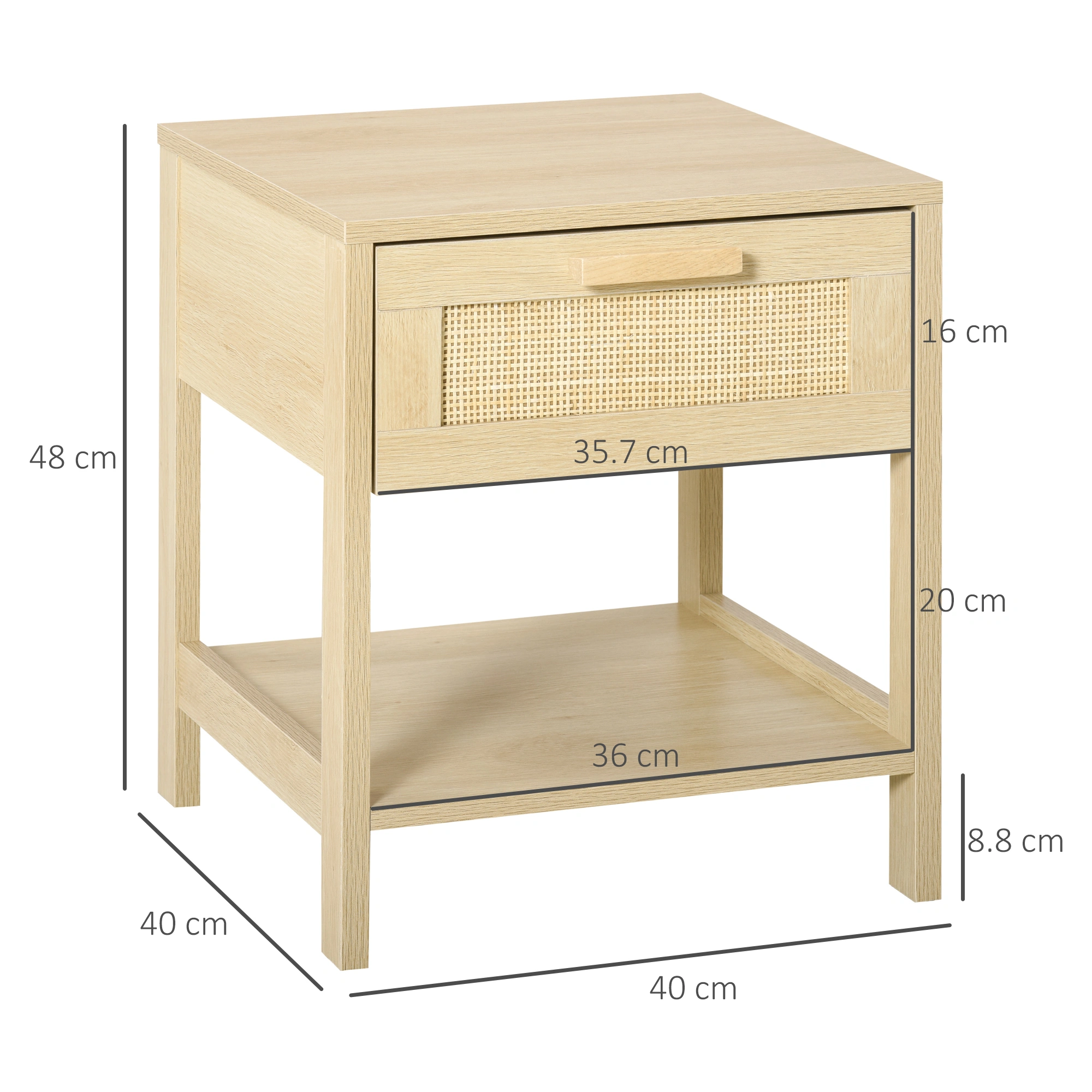 Modern Bedside Table Nightstand with Storage Shelf, Bedside Storage Cabinet for Bedroom Living Room view 2