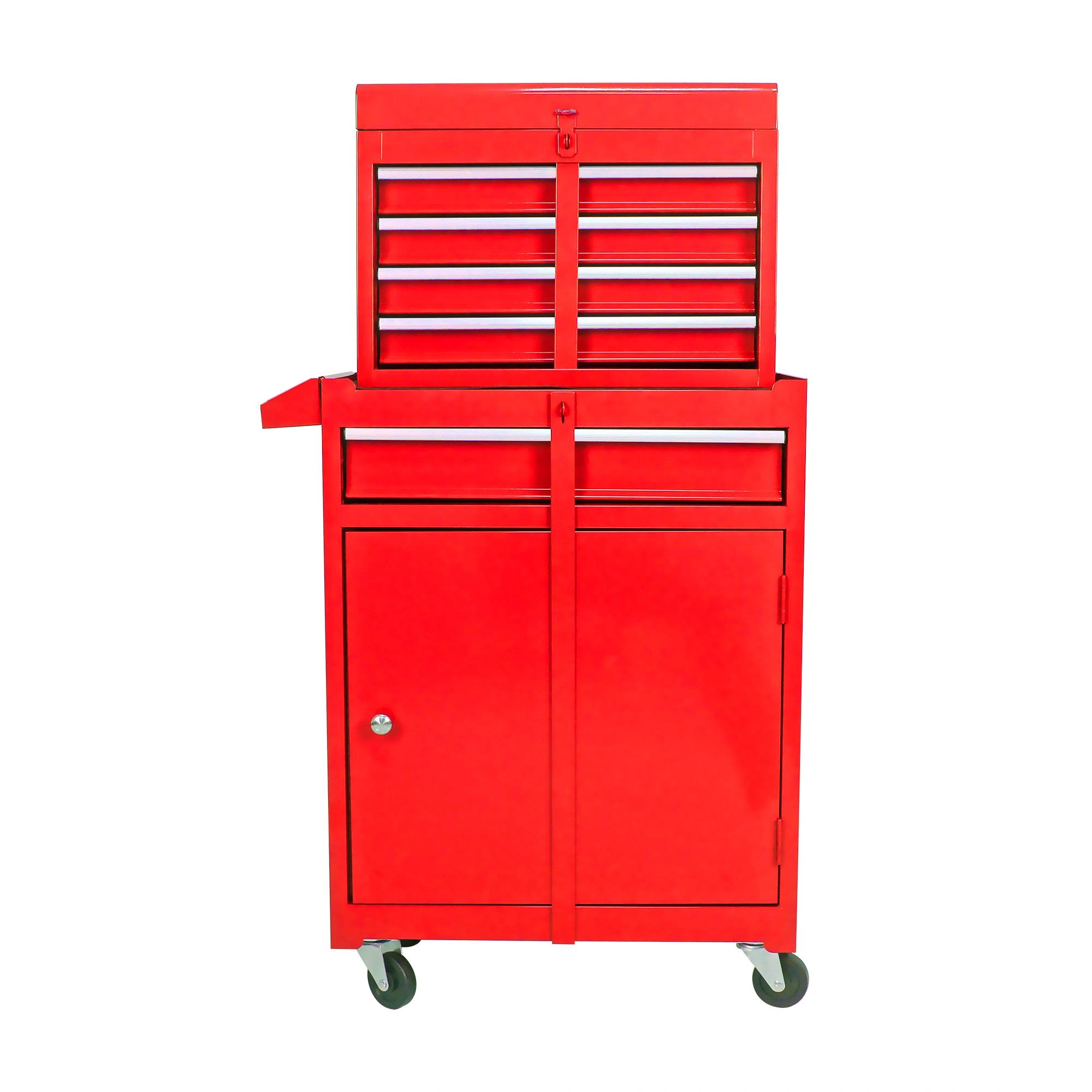 Detachable 5 Drawer Tool Chest with Bottom Cabinet and One Adjustable Shelf--Red view 12