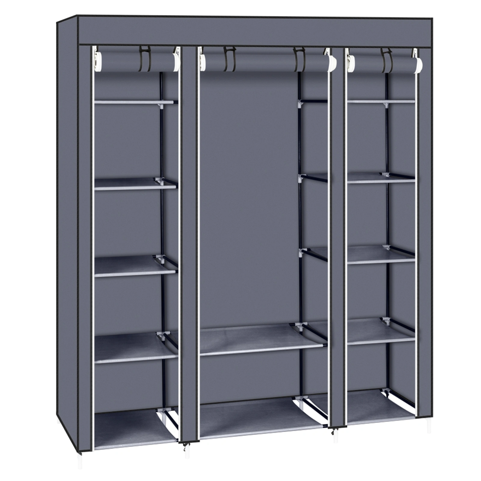 69" Portable Clothes Closet Wardrobe Storage Organizer with Non-Woven Fabric Quick and Easy to Assemble Extra Strong and Durable Gray view 12
