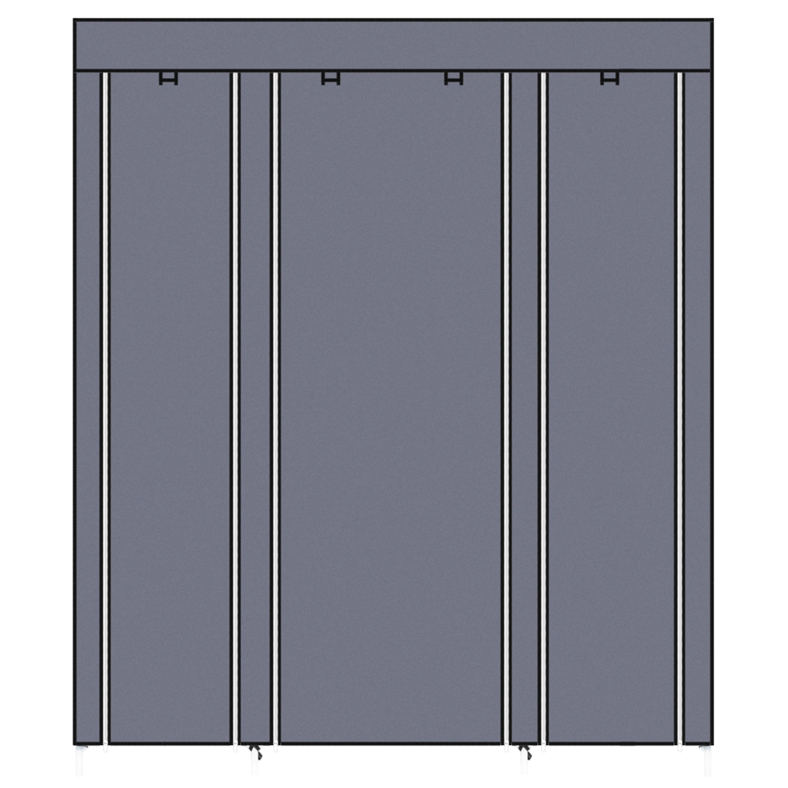 69" Portable Clothes Closet Wardrobe Storage Organizer with Non-Woven Fabric Quick and Easy to Assemble Extra Strong and Durable Gray view 13