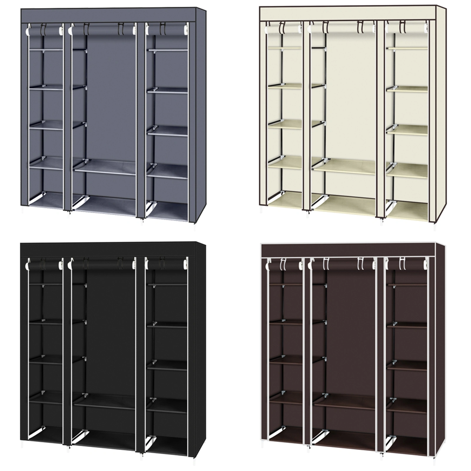 69" Portable Clothes Closet Wardrobe Storage Organizer with Non-Woven Fabric Quick and Easy to Assemble Extra Strong and Durable Gray view 23