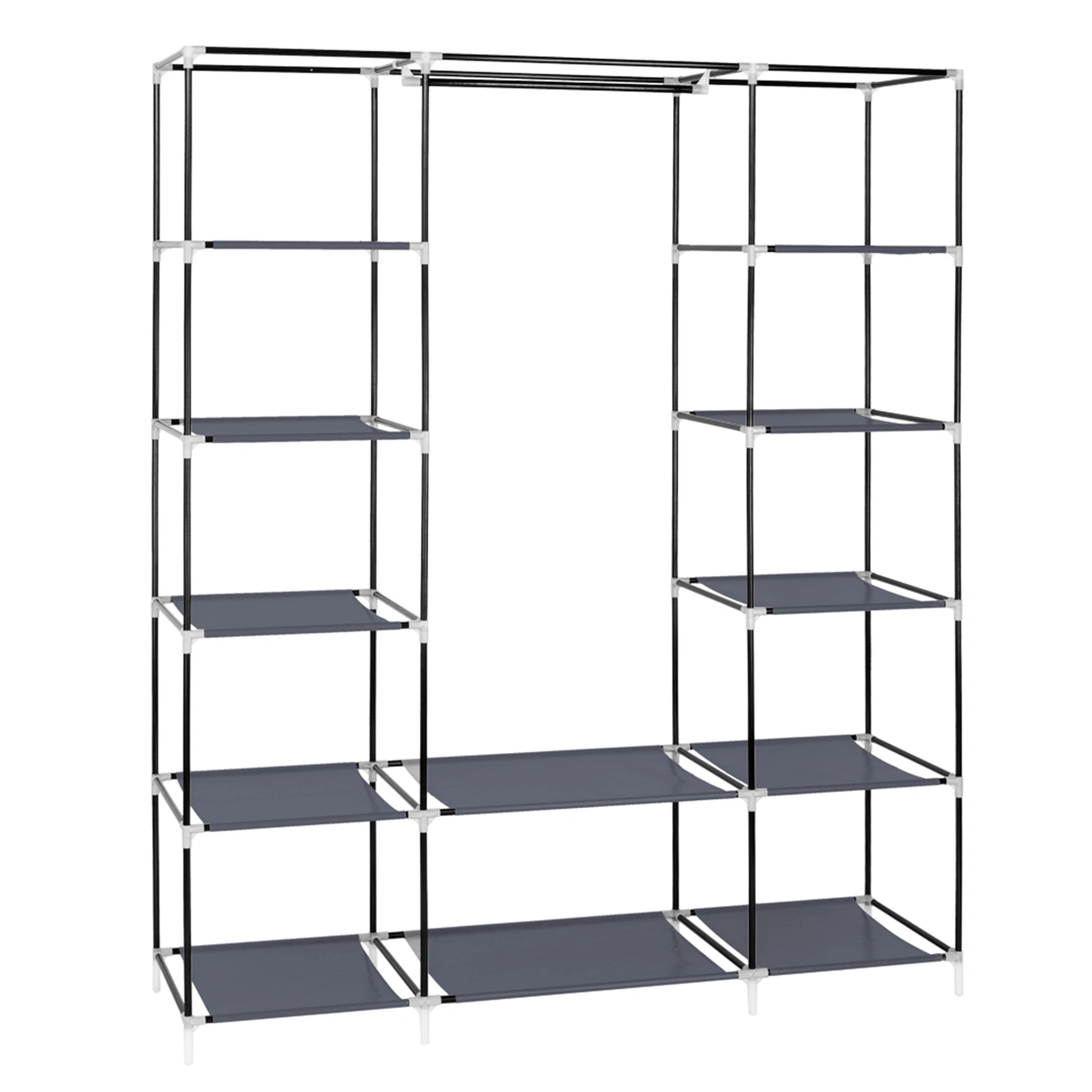 69" Portable Clothes Closet Wardrobe Storage Organizer with Non-Woven Fabric Quick and Easy to Assemble Extra Strong and Durable Gray view 8