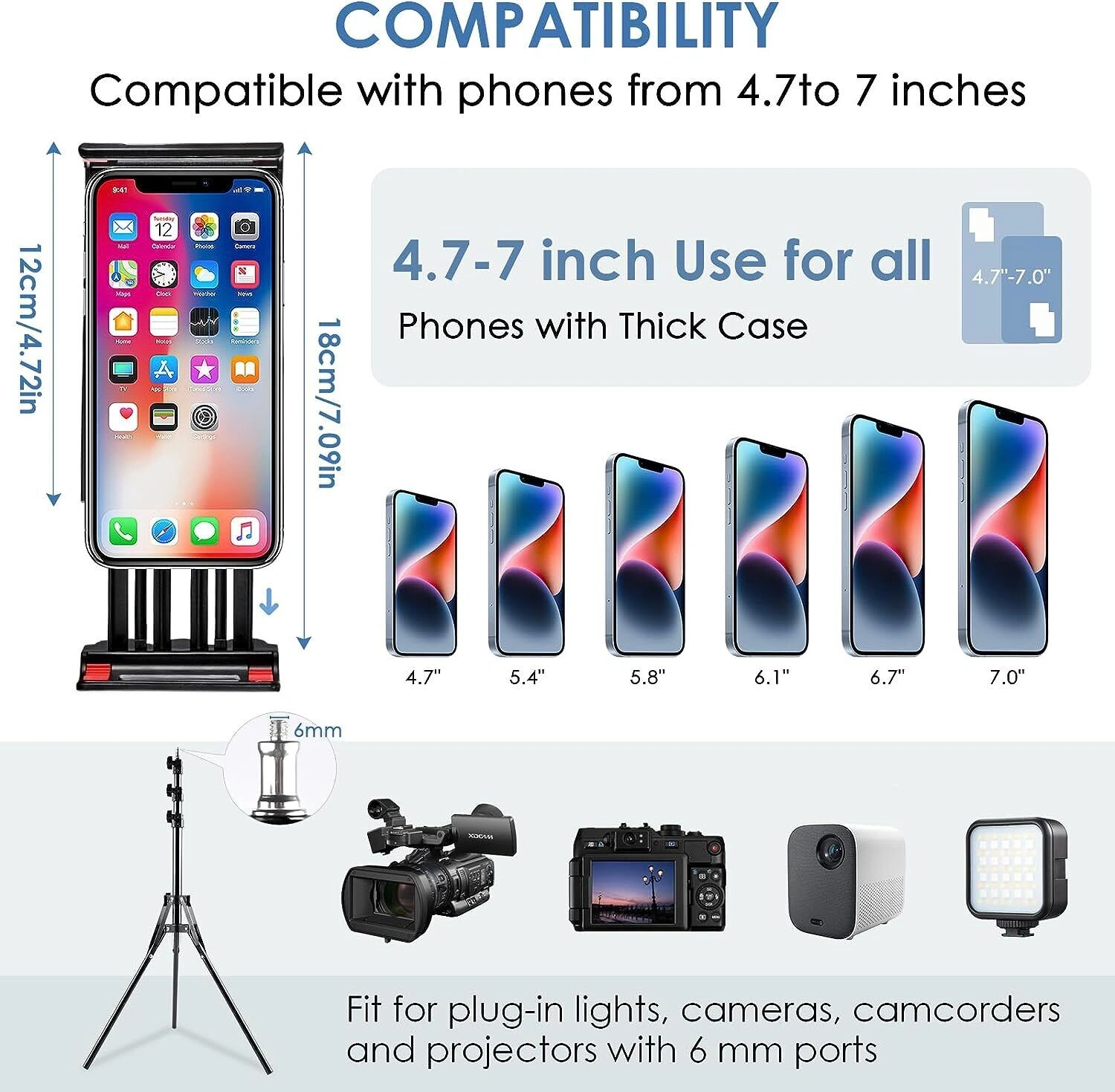 170CM Tall Flexible Phone Tripod with Gooseneck Heavy Duty Phone Stand Tripod UK view 5