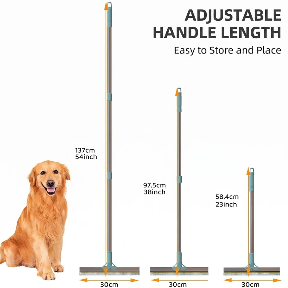 Light Blue Rubber Pet Hair Remover Broom & Carpet Cleaner Brush Set, Dog Hair Removal Tool view 5