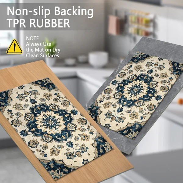 Three-piece kitchen rug set, non-slip and washable, abstract pattern kitchen hallway rug, soft and comfortable, suitable for sinks, floors, entrances, hallways and bathrooms. view 5