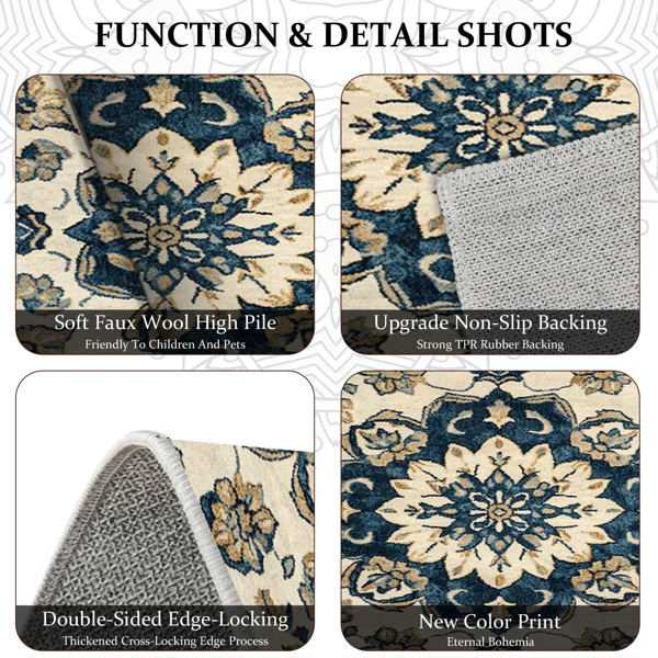 Three-piece kitchen rug set, non-slip and washable, abstract pattern kitchen hallway rug, soft and comfortable, suitable for sinks, floors, entrances, hallways and bathrooms. view 6