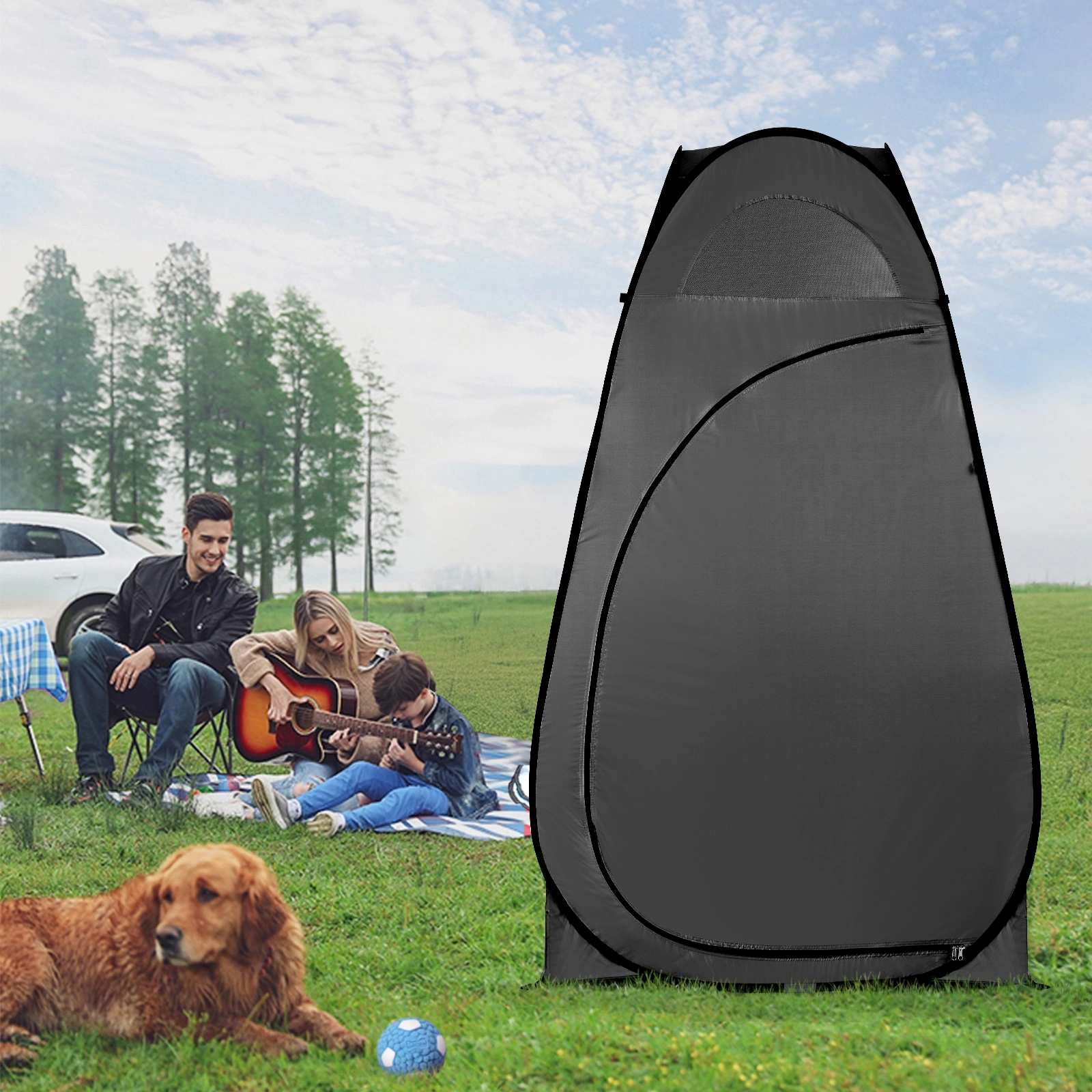 Portable Outdoor Pop-up Toilet Dressing Fitting Room Privacy Shelter Tent Black view 13