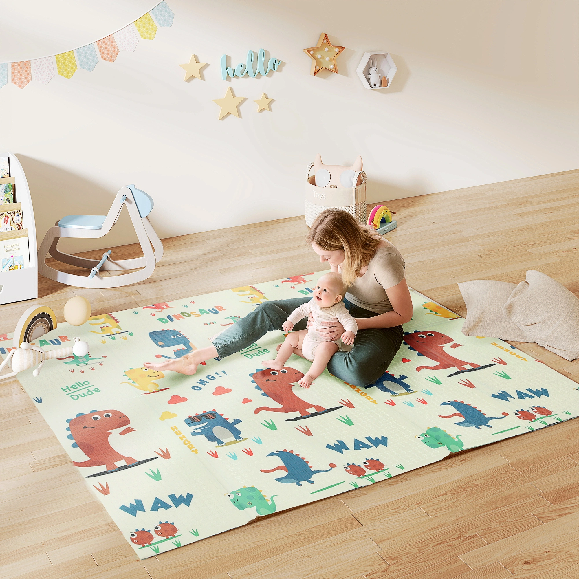 Baby Play Mat, Soft Foldable Exercise Foam Floor Gym Mat for Toddlers & Kids