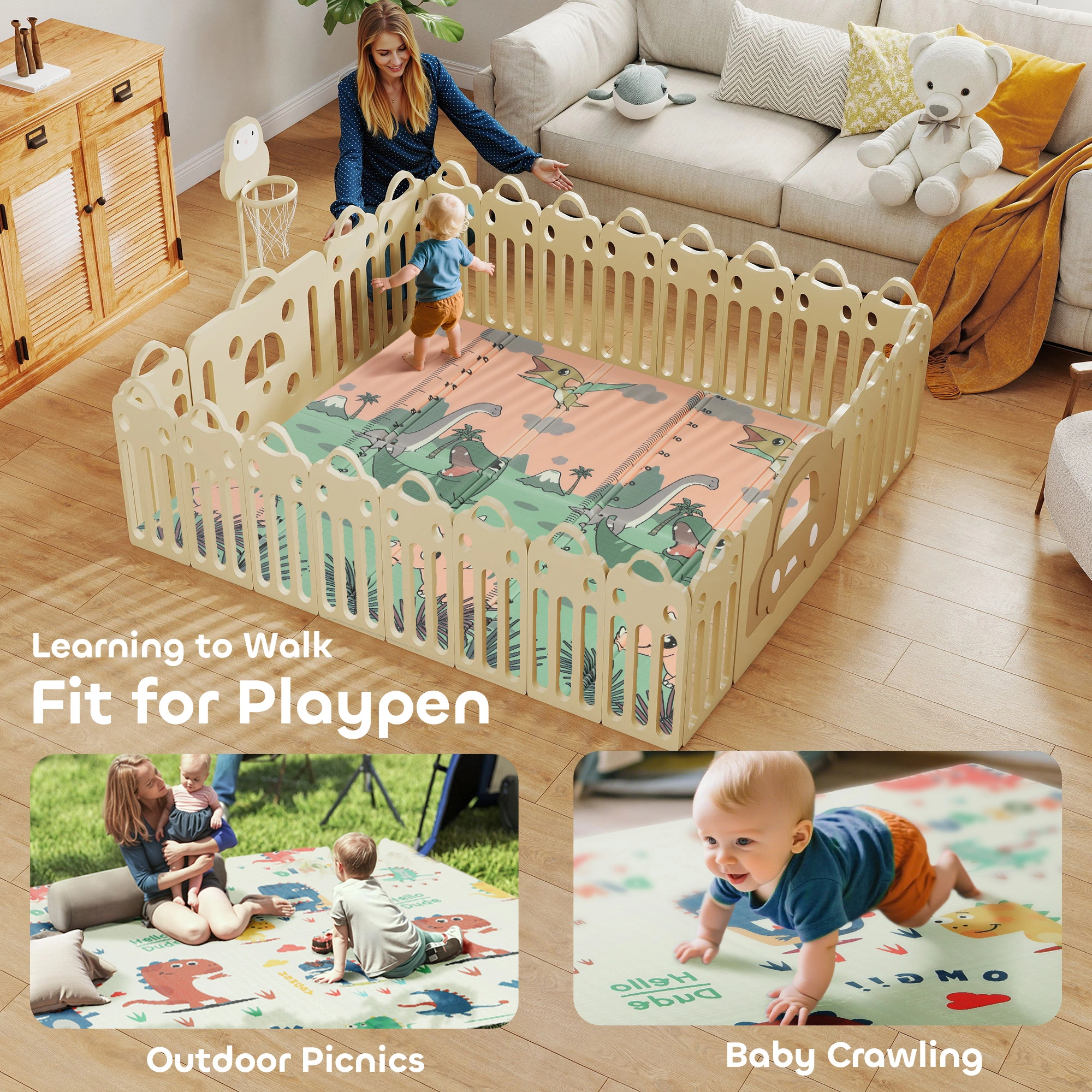 Baby Play Mat, Soft Foldable Exercise Foam Floor Gym Mat for Toddlers & Kids view 2