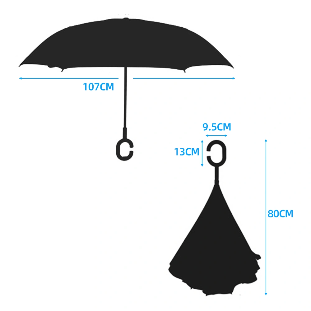 Lily Double Layer Inverted Umbrella Windproof UV Protection Reverse Open C Handle Large Self Standing Umbrella view 5