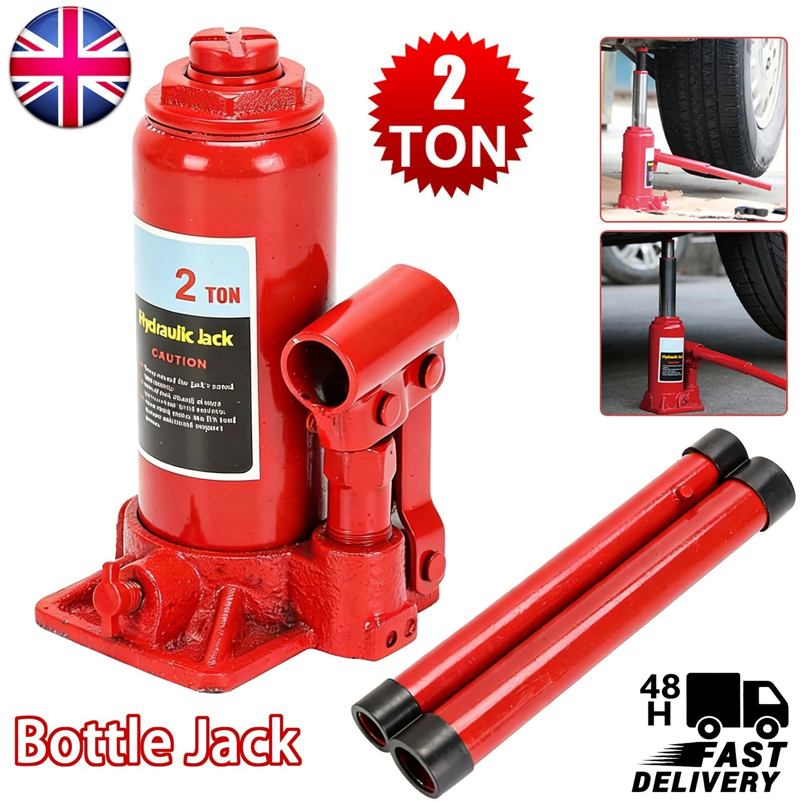 2 Ton Hydraulic Bottle Jack High Lift for Car Van Truck Boat Auto Garage Repair