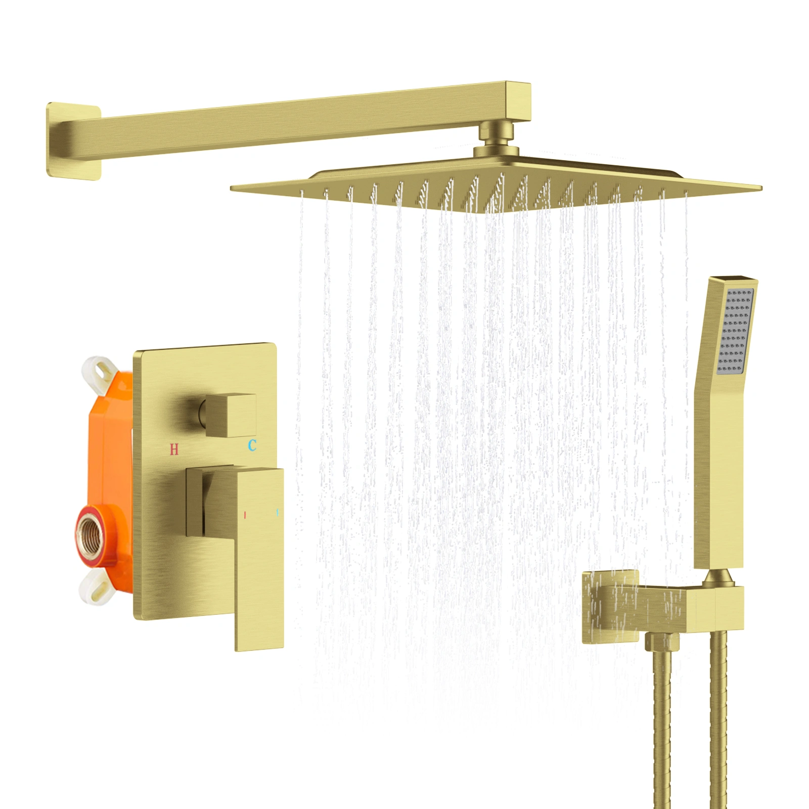 Shower System Shower Faucet Combo Set Wall Mounted with 12" Rainfall Shower Head and handheld shower faucet