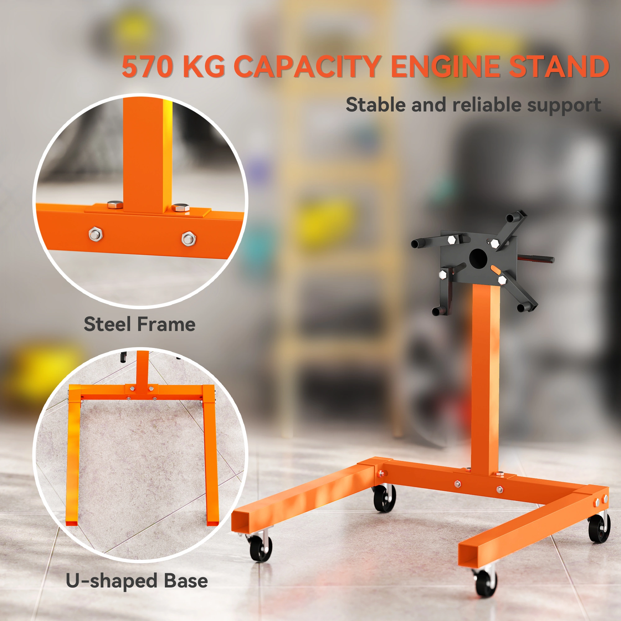 Heavy Duty Engine Stand, Adjustable Repair Lift, Universal Compatibility view 5