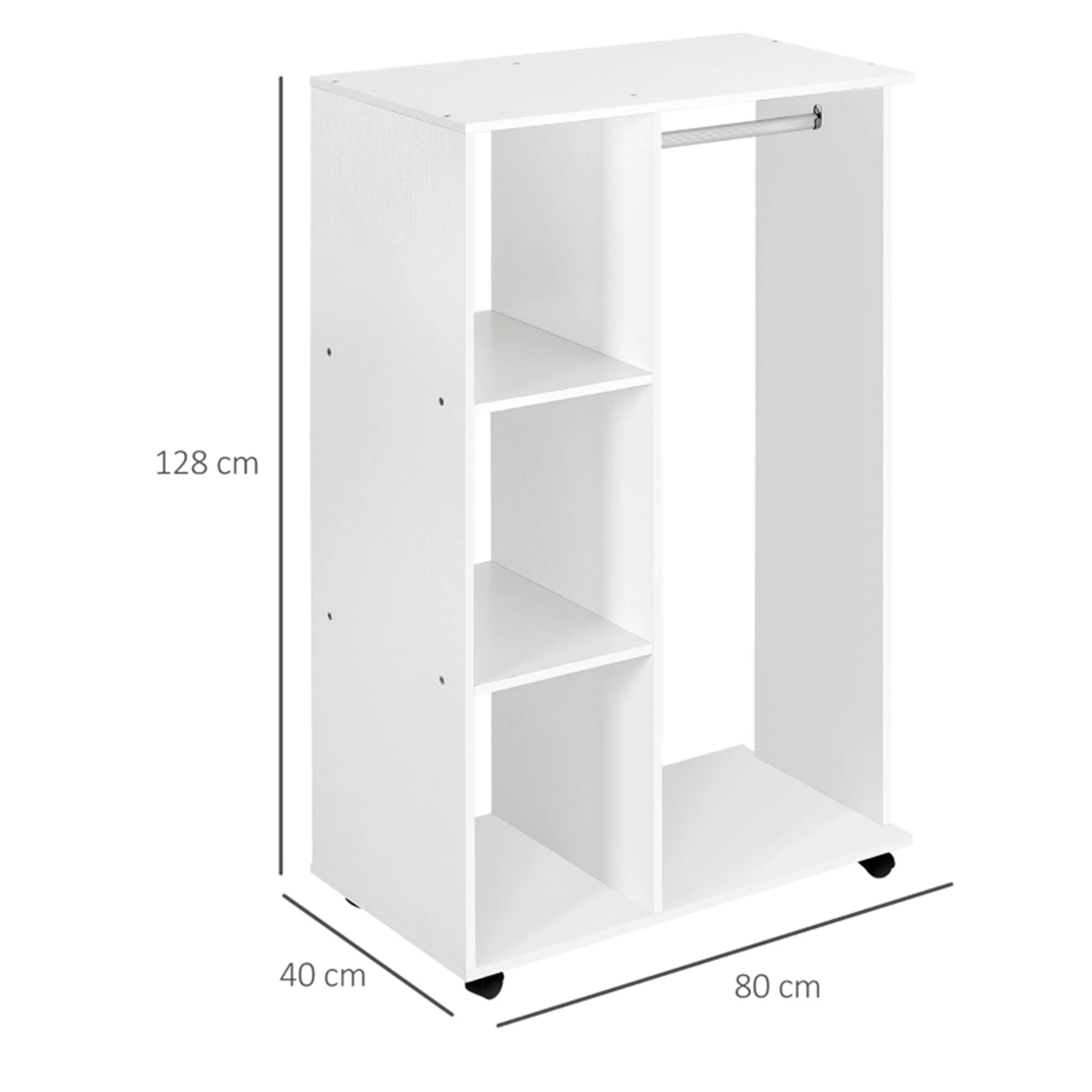Chester Dresser with Storage Cabinets Lockers, Rolling Wardrobe with Wheels view 3
