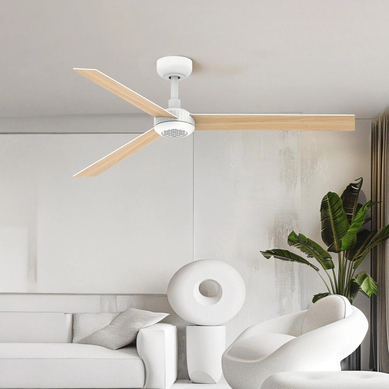 52 Inch Ceiling Fan with Lights, Remote Control, 6-Speed Dimmable, Noiseless Reversible DC Motor, 3 Plywood Blades, Indoor Outdoor for Living Room Bedroom Patio, 3D-X3 view 10