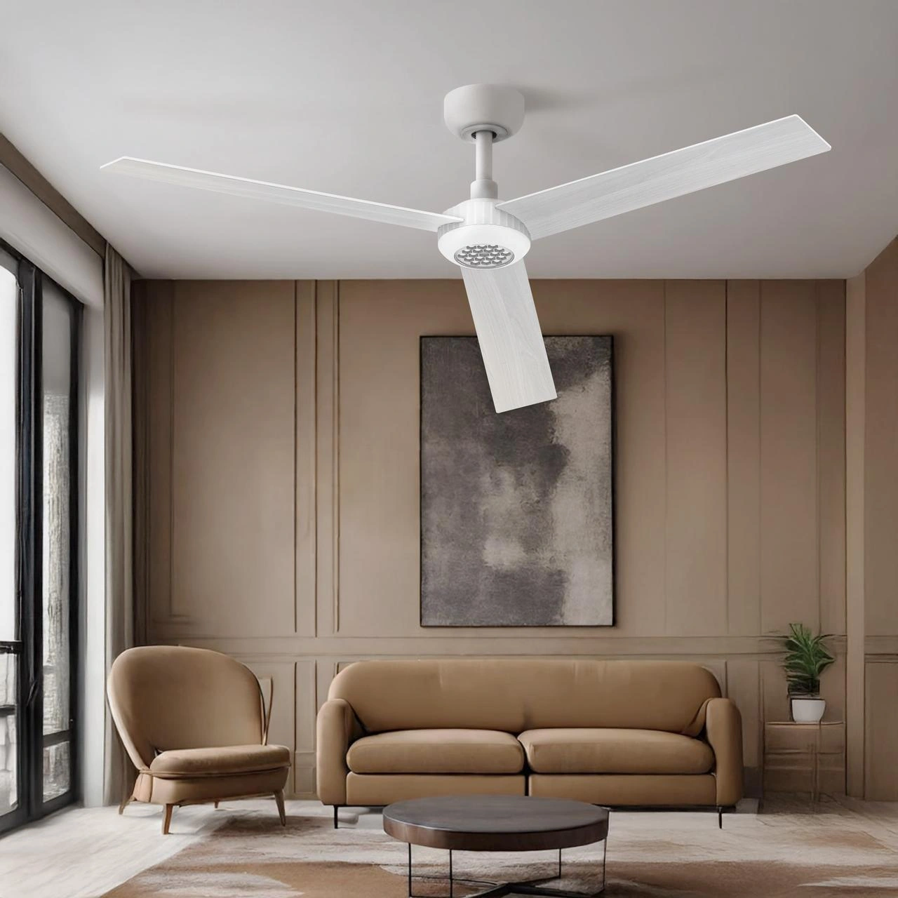 52 Inch Ceiling Fan with Lights, Remote Control, 6-Speed Dimmable, Noiseless Reversible DC Motor, 3 Plywood Blades, Indoor Outdoor for Living Room Bedroom Patio, 3D-X3 view 5