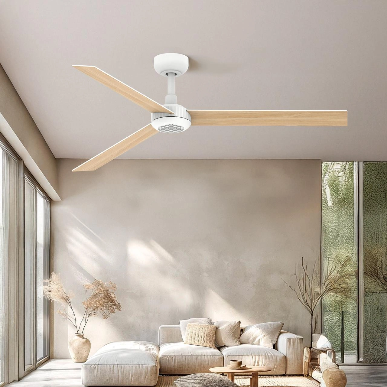 52 Inch Ceiling Fan with Lights, Remote Control, 6-Speed Dimmable, Noiseless Reversible DC Motor, 3 Plywood Blades, Indoor Outdoor for Living Room Bedroom Patio, 3D-X3 view 9