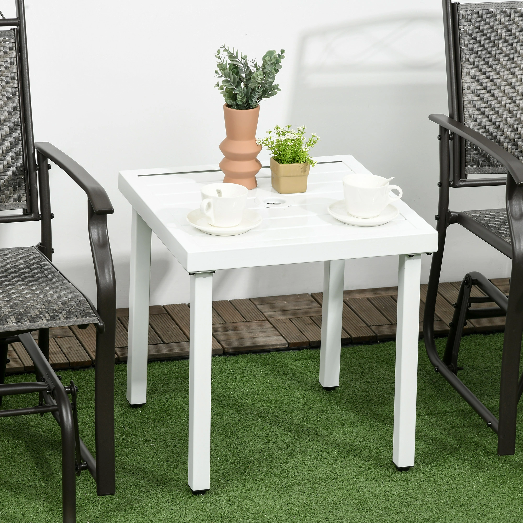 Rattan Coffee Table, Wicker Indoor Outdoor Side Table with Storage Shelf, Rustic Brown Living Room Accent Table for Home