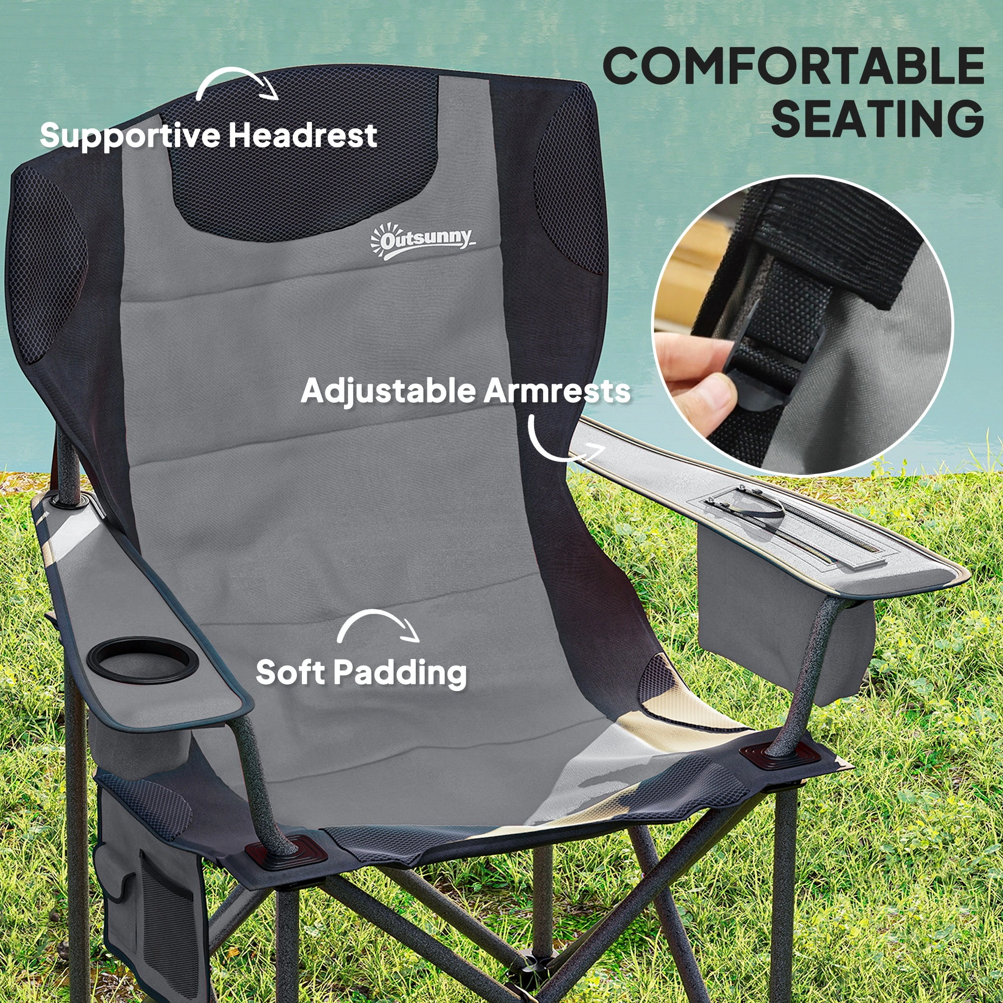 Double Folding Chair, Extra Wide Portable Chair, Compact Foldable Design, Outdoor Camping & Travel, Lightweight Frame view 4