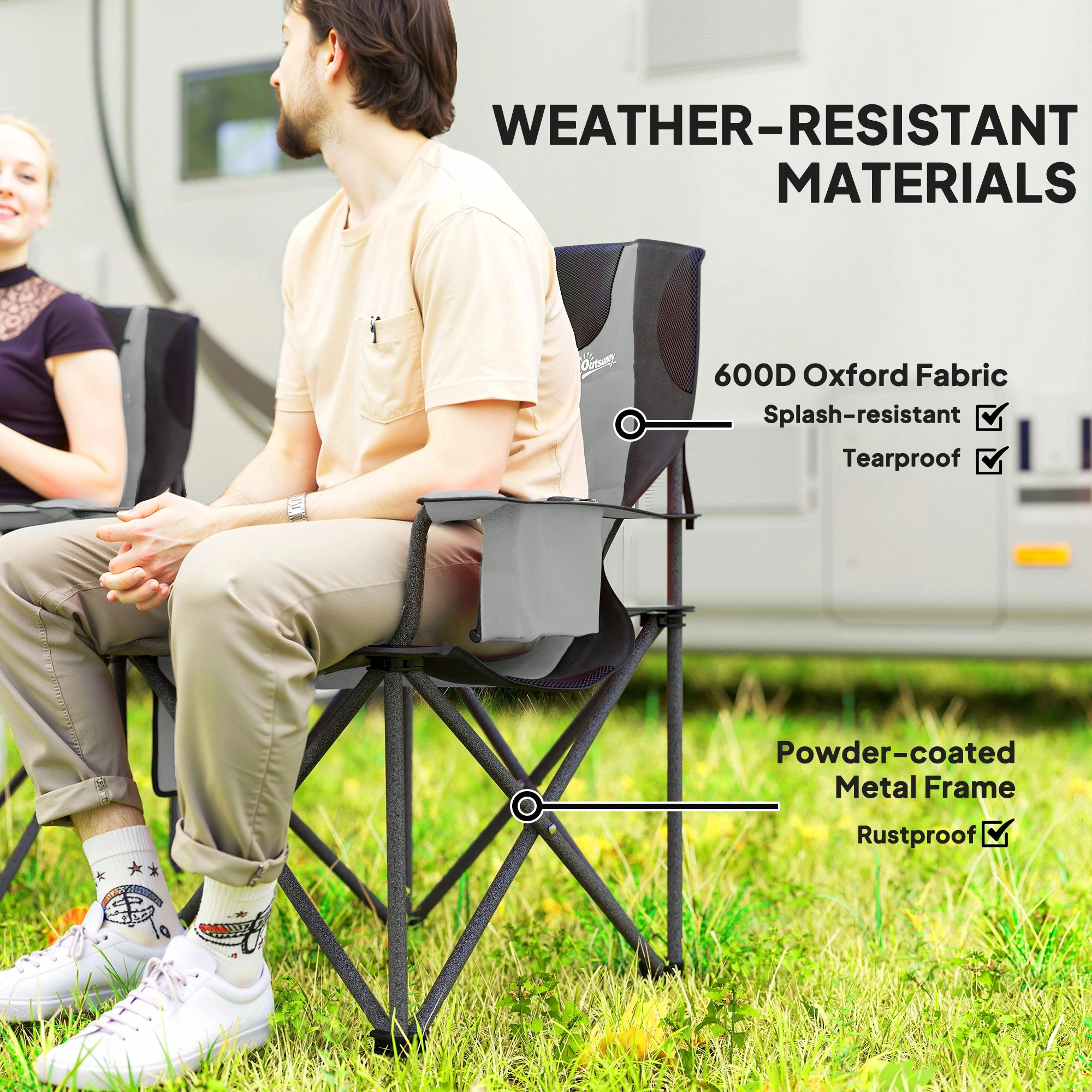 Double Folding Chair, Extra Wide Portable Chair, Compact Foldable Design, Outdoor Camping & Travel, Lightweight Frame view 5