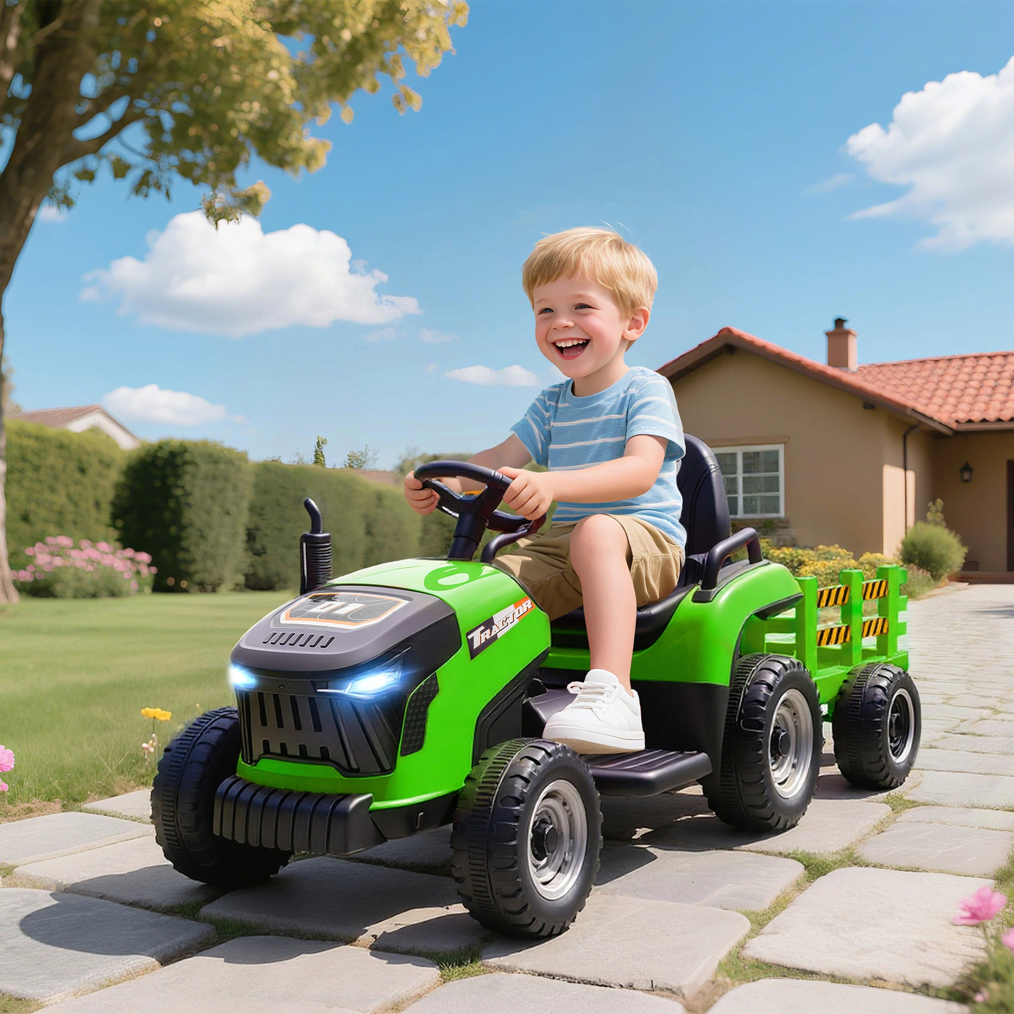 Electric Ride On Truck for Kids, 6V Battery Powered Car with Remote Control, Rocking Seat, MP3 Player & LED Lights, Black