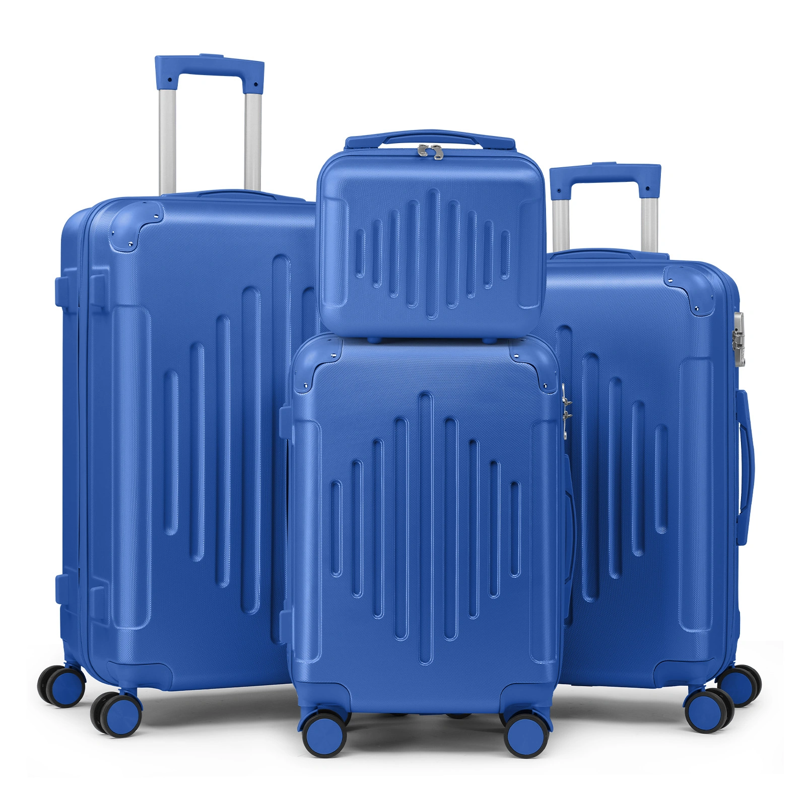 Premium 4-Piece ABS Luggage Set with Non-TSA Locks - Deep Blue Hardshell Travel Suitcases view 2