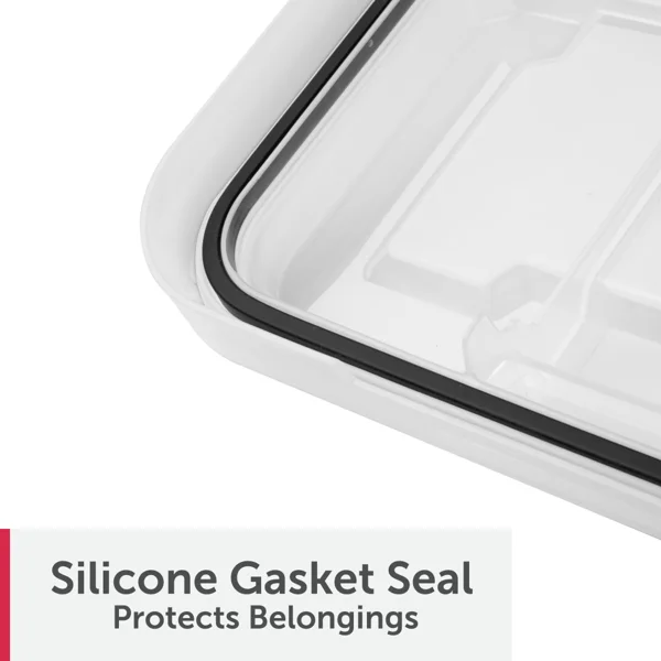 (4 pack) 34 Quart WaterProof Clear Plastic Storage Bin with Lid, Gasket Seal and Durable Latches, Black(Shipment from Walmart) view 3