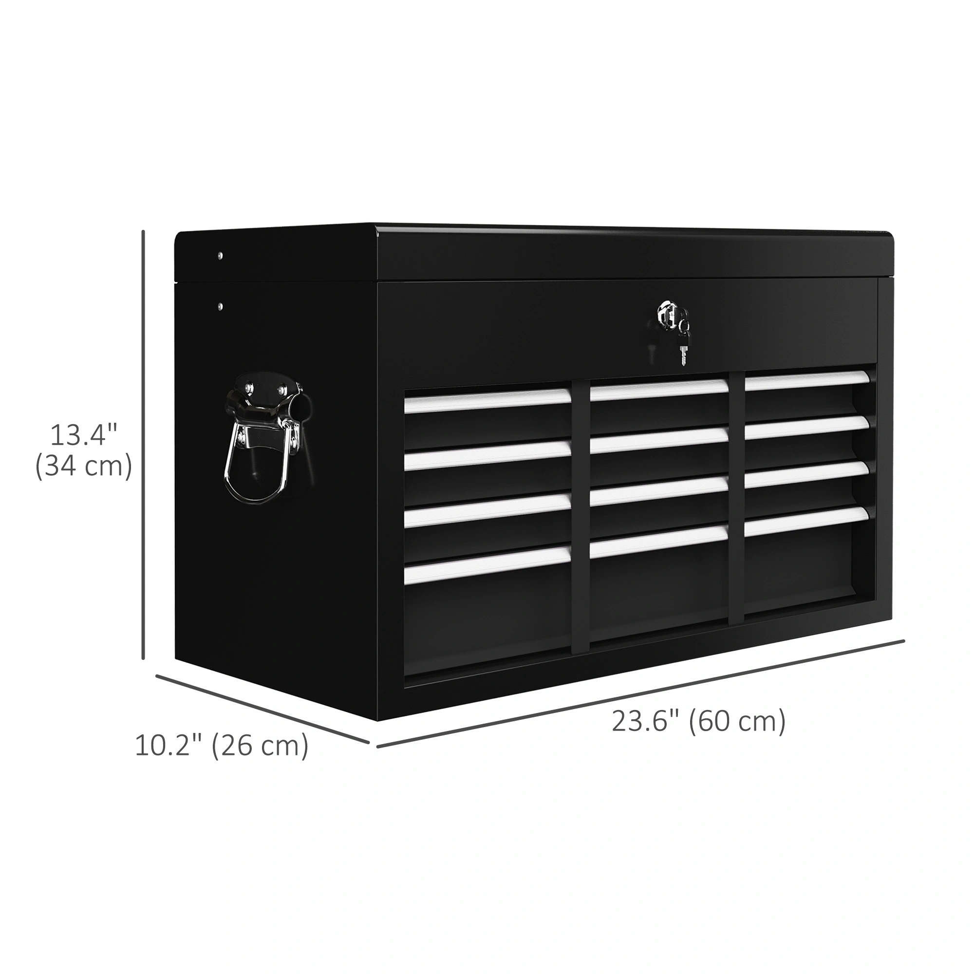 Heavy Duty Tool Box Set - Durable Steel Toolbox with Removable Tray, Secure Latches, Compact Design for Garage Organization view 3