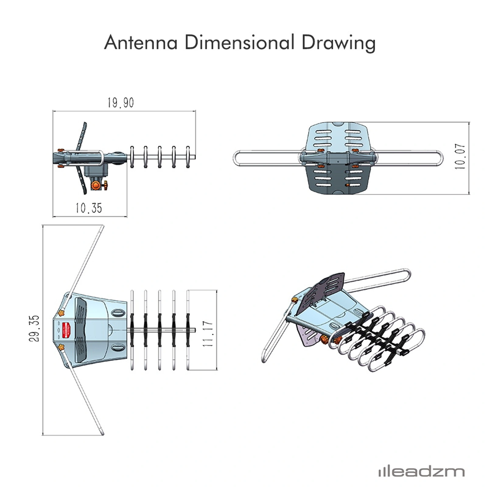 28-36dB 360° UV Dual-band Outdoor Antenna US Plug view 15
