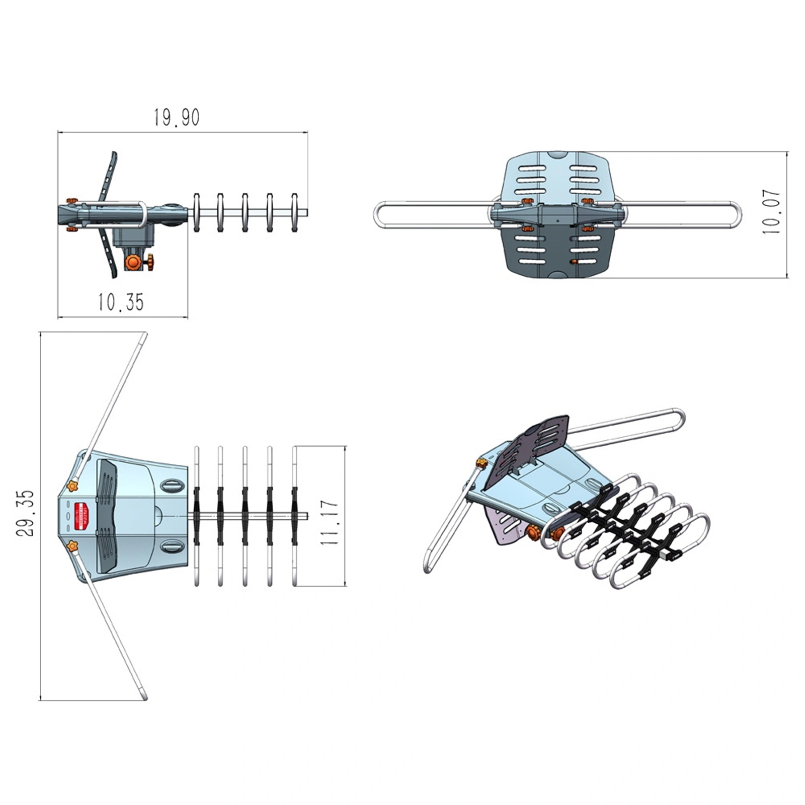 28-36dB 360° UV Dual-band Outdoor Antenna US Plug view 18