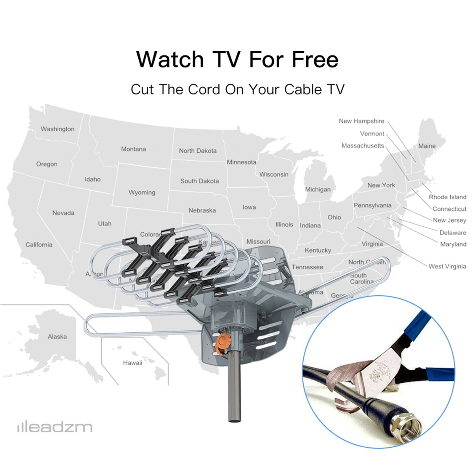 28-36dB 360° UV Dual-band Outdoor Antenna US Plug view 8