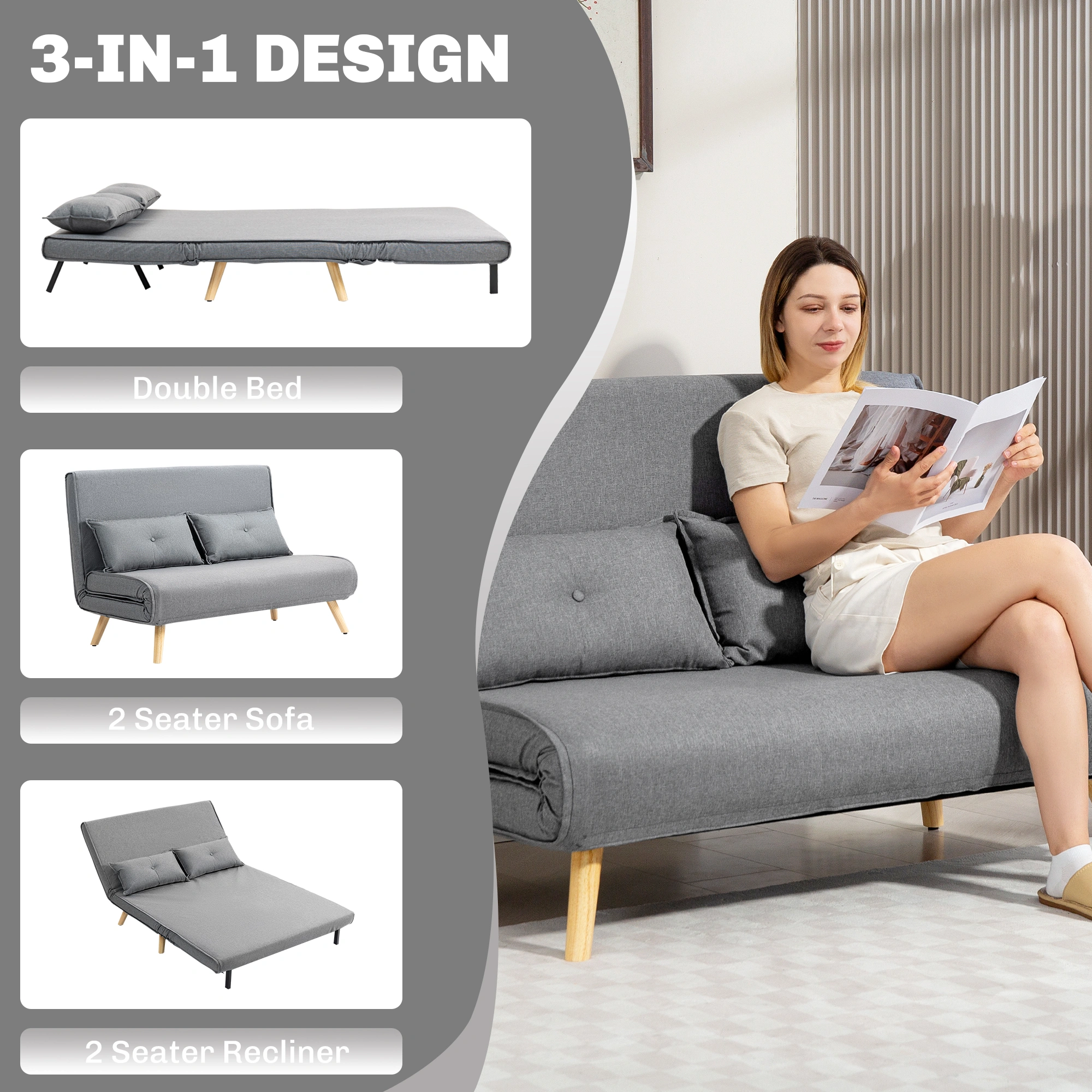 Sofa Chair Accent Armchair for Living Room, Compact Lounge Seat with Padded Cushion, Modern Reading Chair view 5