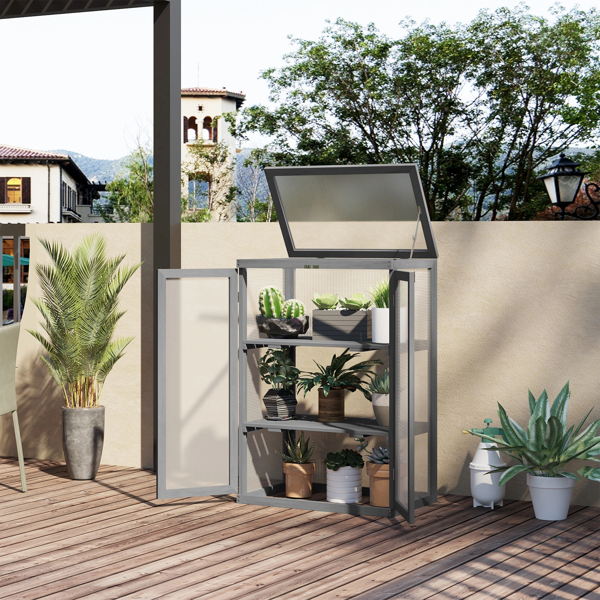 Wooden Cold Frame Greenhouse - Season Extender Garden Project Box for Seed Starting & Plant Protection