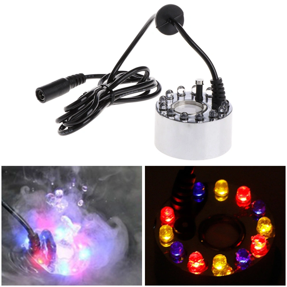 12 LED Ultrasonic Mist Maker Fogger Light Water Fountain Pump for Pond Garden Decor