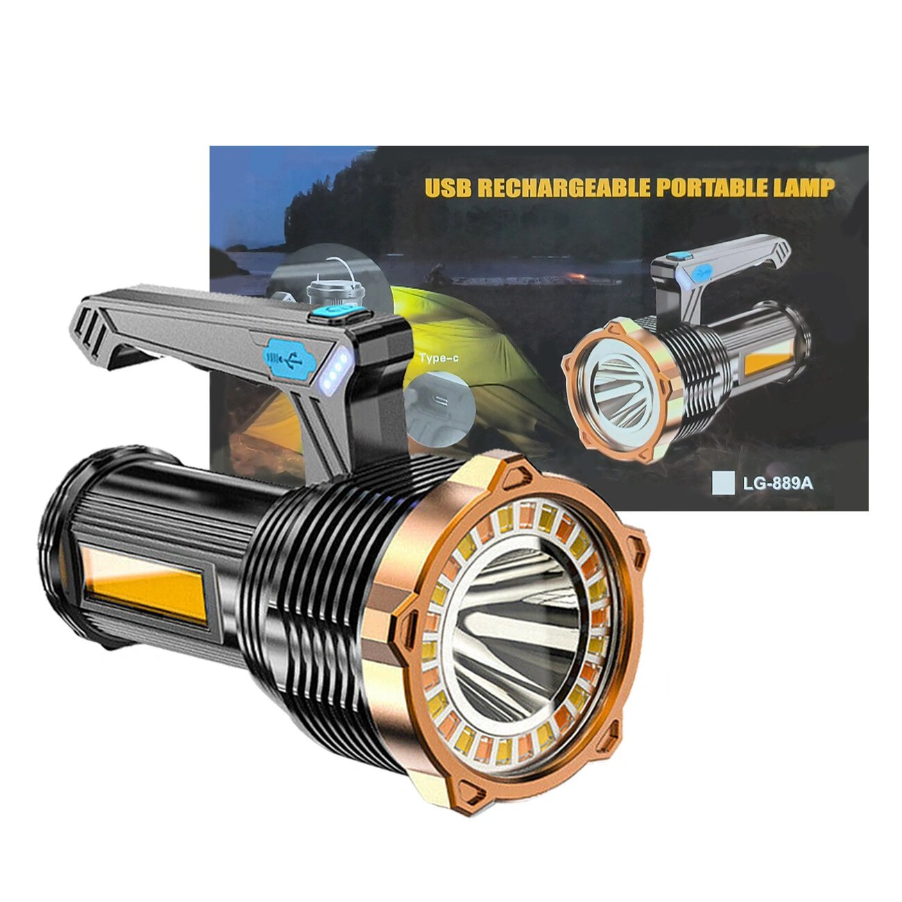 USB Rechargeable LED Flashlight Searchlight Work Light 8 Modes Torch Outdoor Camping Hiking FlashlightUS Logistics For USPS/DHL/Fedex/UPS. No designated logistics accepted,TK/TMEU only For self-pickup