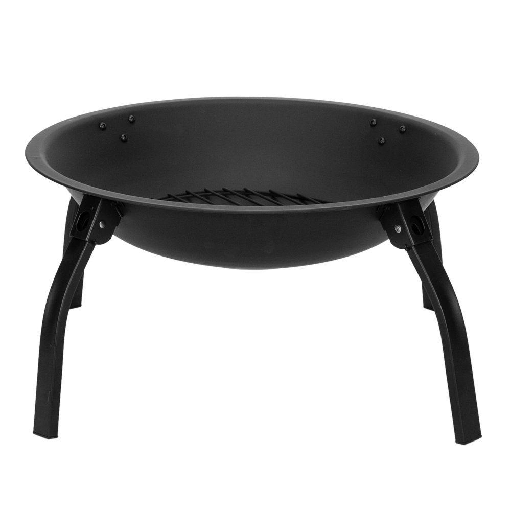 22" Foldable Iron Fire Pit - 4-Leg Wood Burning Brazier for Backyard & Poolside view 3