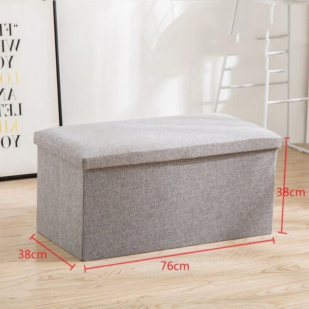Foldable Storage Ottoman Seat - Toy Box Foot Stool Bench for Home Organization - UK view 2