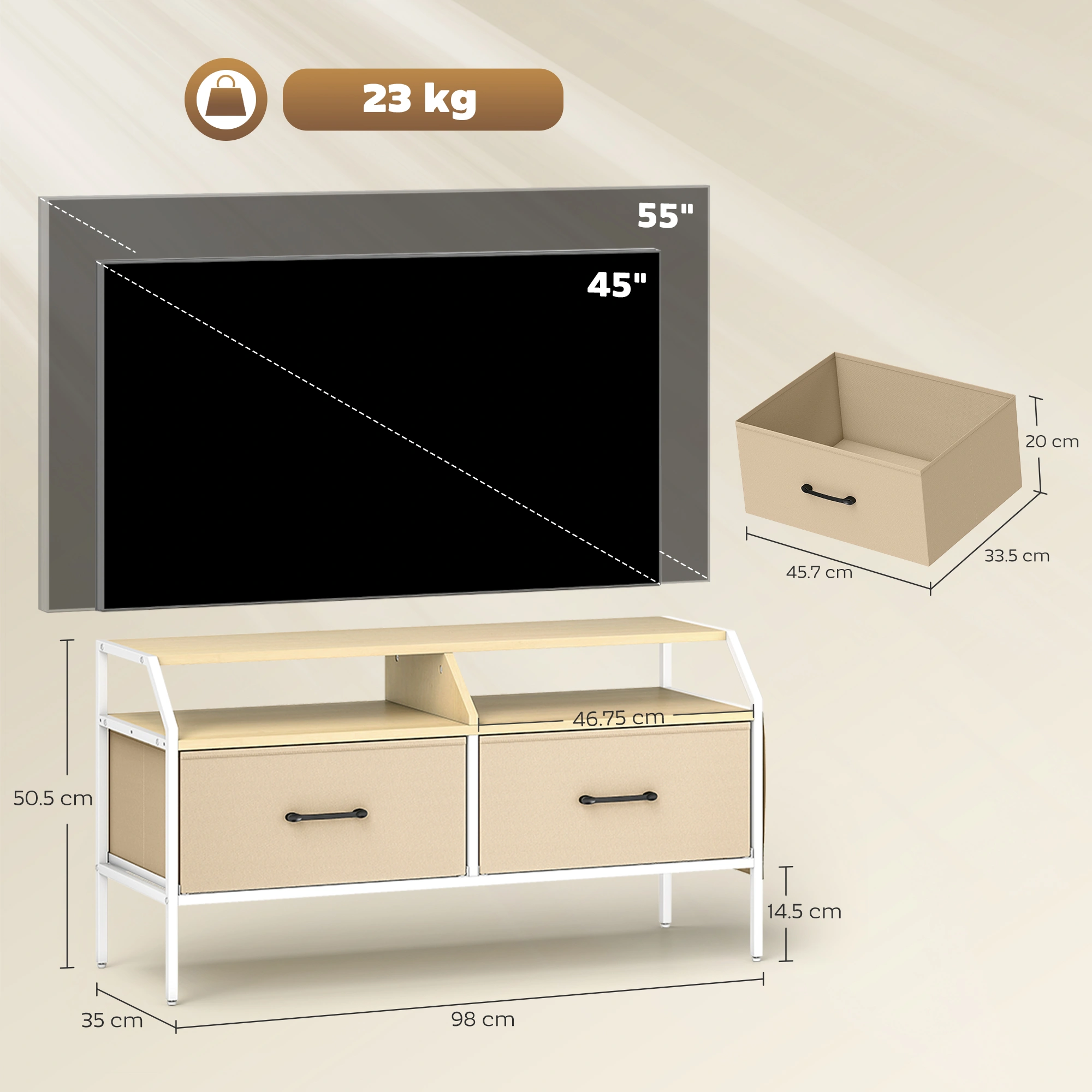 Modern TV Stand with Storage Cabinet, Entertainment Center Console Media Unit for Living Room, Gray view 2