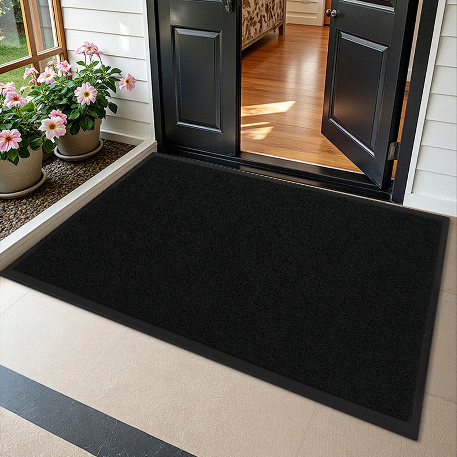1PC Black PVC Composite Commercial Entrance Mat, 90x120x1.2cm, Extra-Thick Heavy-Duty Floor Protection view 2