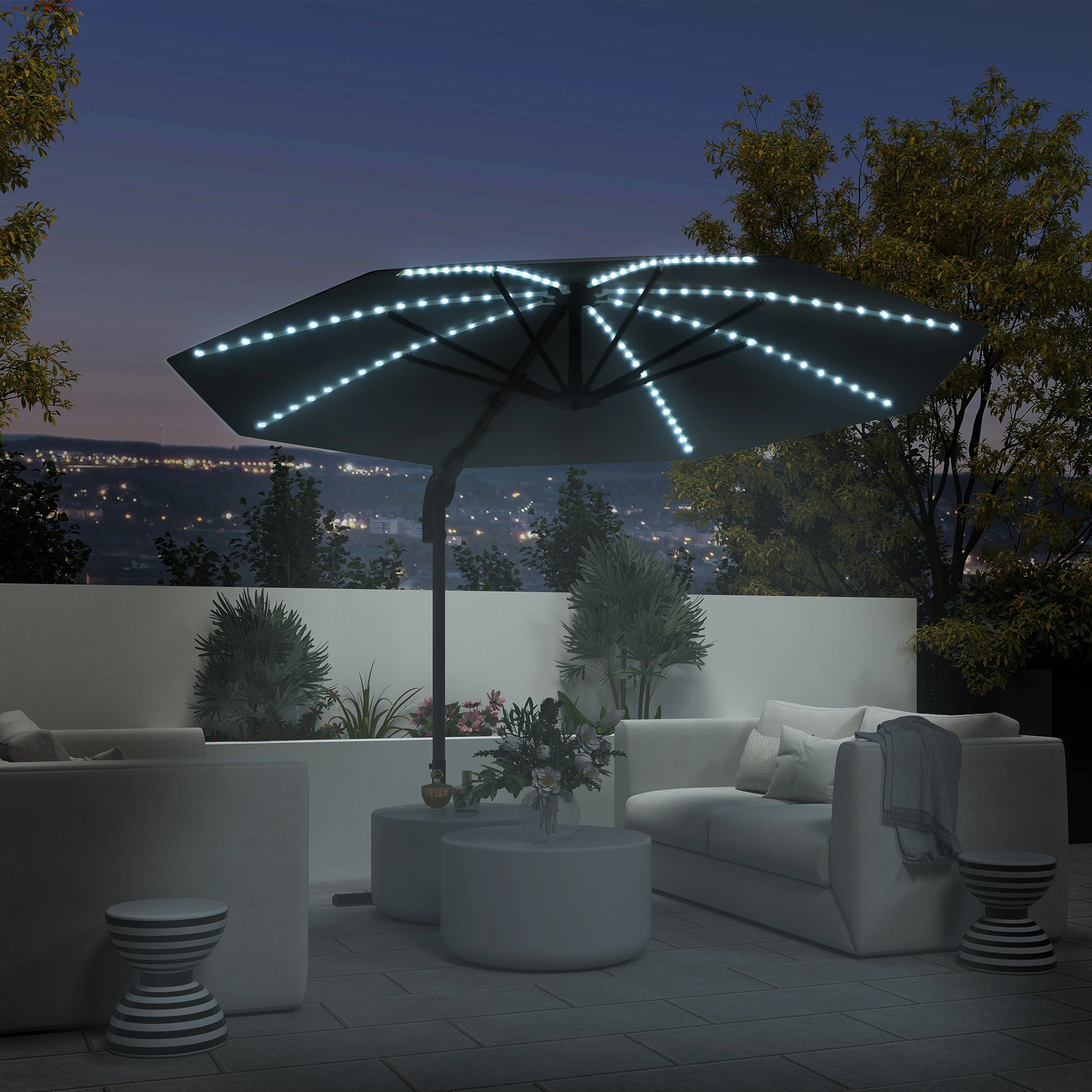 Outdoor Half Umbrella for Patio Table, 6ft Cantilever Market Umbrella with Tilt, Waterproof UV Protection
