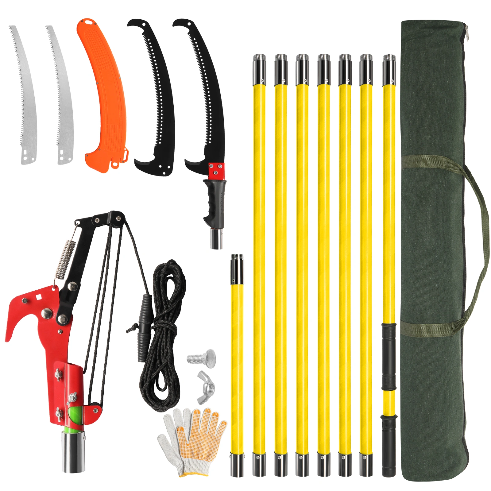 26ft Manual Pole Saw, Lightweight Tree Trimmers Long Handle Pruner Set, Sharp Steel Blade and Scissors Pole Saw for Trimming Palm, Pear Tree, Fir Tree, Other High Trees and Shrubs view 2