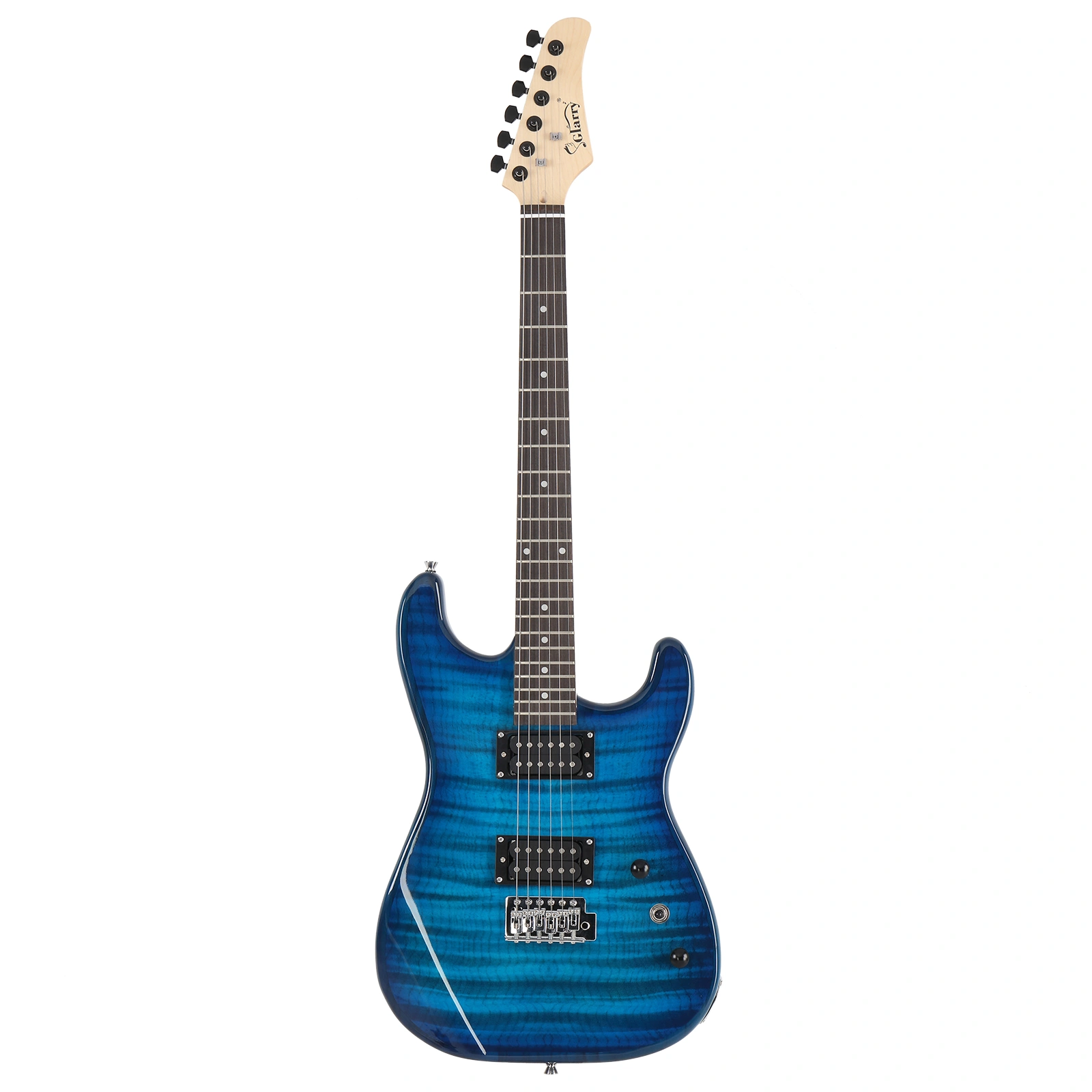 GST Stylish H-H Pickup Tiger Stripe Electric Guitar Kit with 20W AMP Bag Guitar Strap Blue view 2
