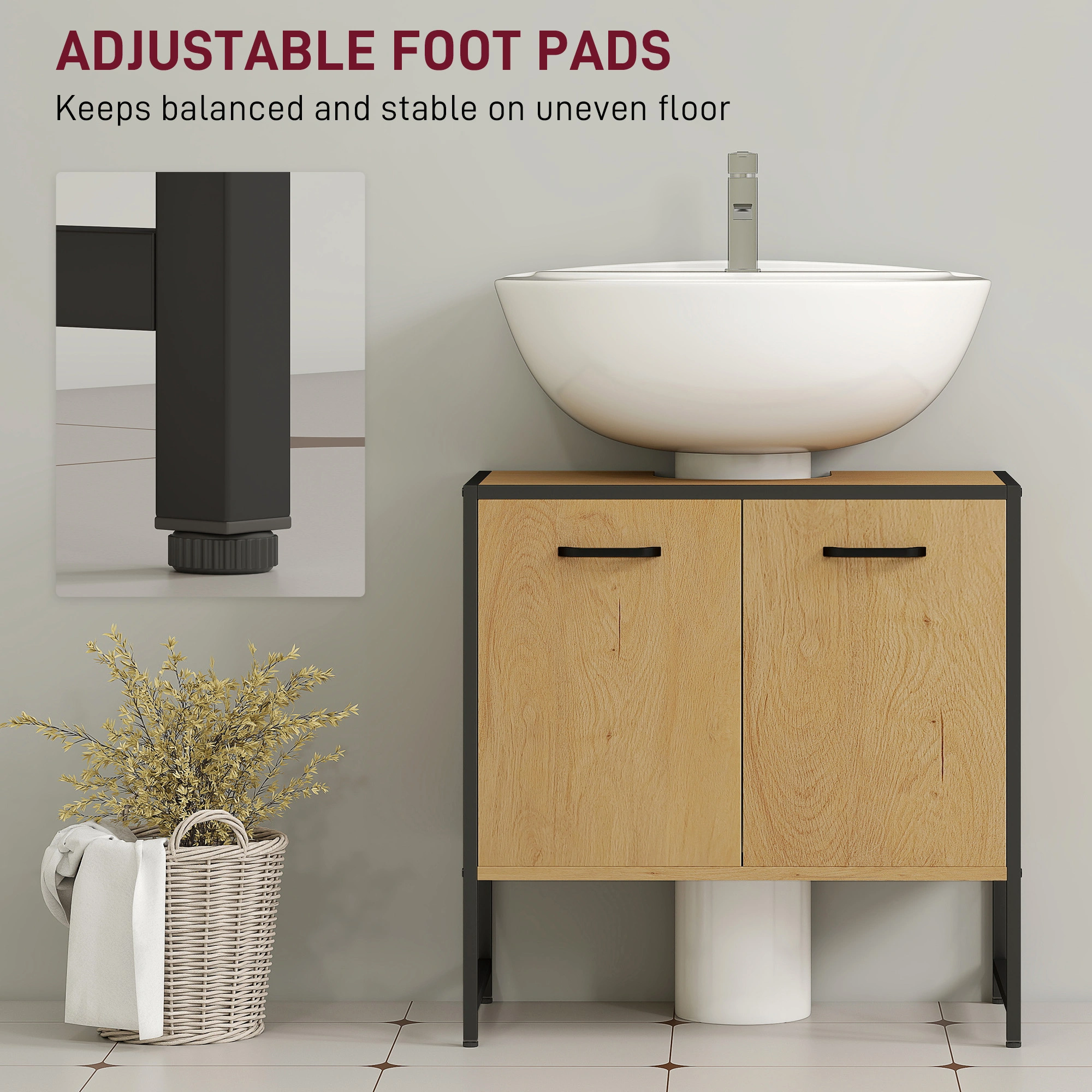 Modern White Bathroom Storage Cabinet with Doors - Freestanding Organizer for Toiletries, Towels & Toiletry Items