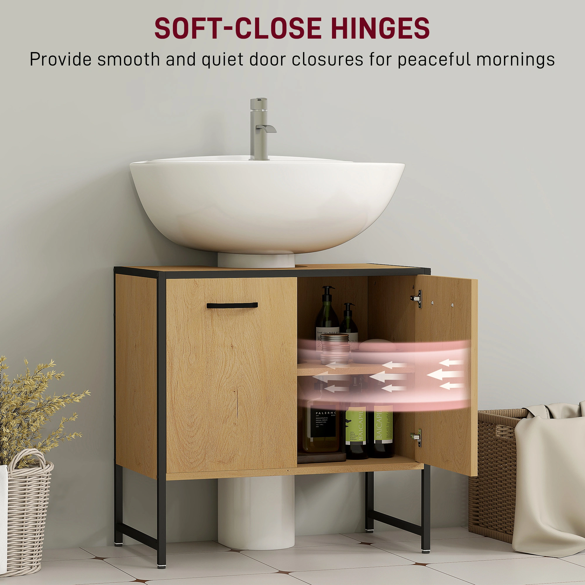 Modern White Bathroom Storage Cabinet with Doors - Freestanding Organizer for Toiletries, Towels & Toiletry Items view 5