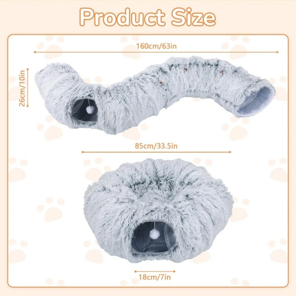 Cat Tunnel Bed Nest Interactive Toy for Small Medium Large Cats, Exercise Play Brown view 5