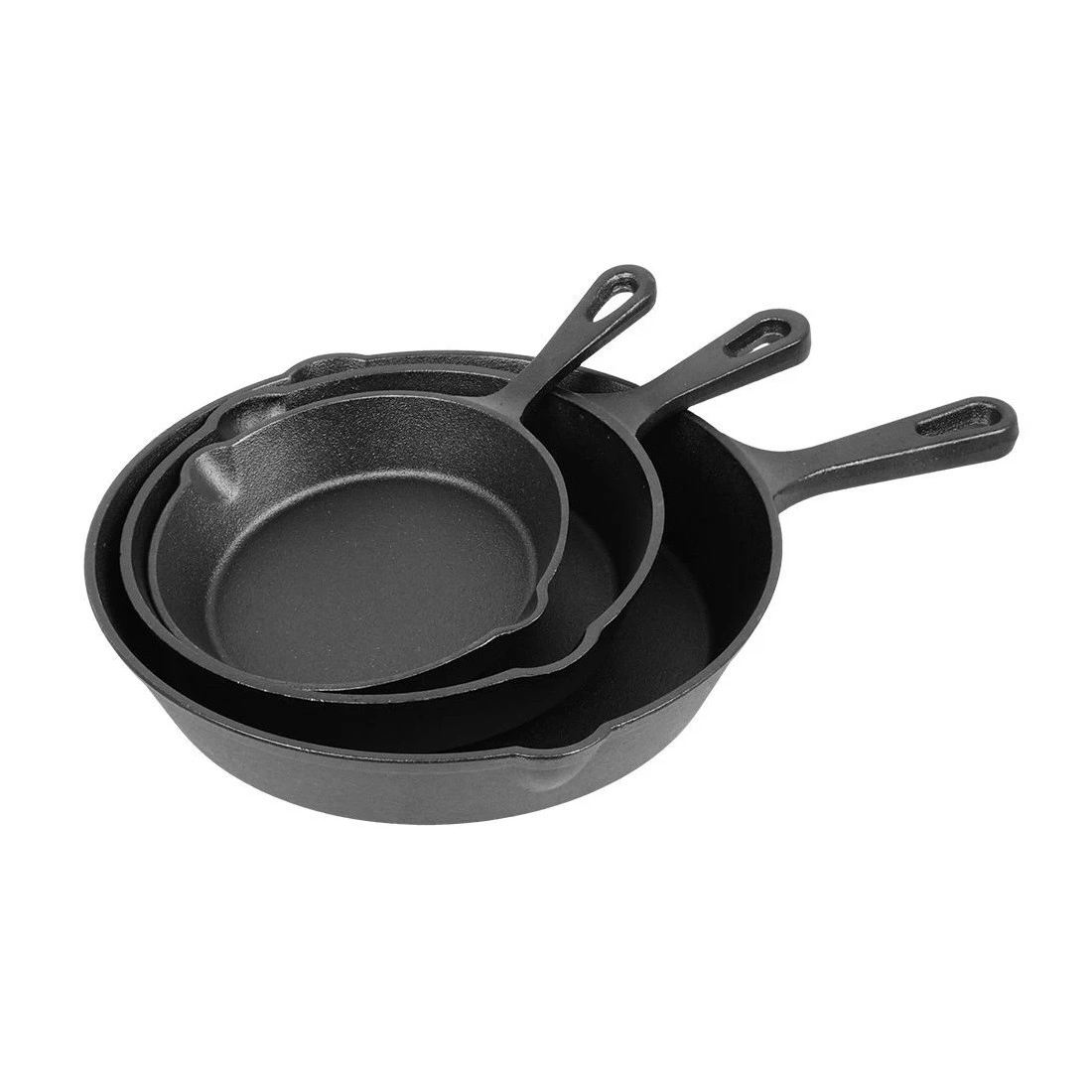 3 Pack Cast Iron Skillet Set, Non-Stick Seasoned Frying Pans & Griddle, Heavy Duty Cookware for Stovetop & Oven view 4