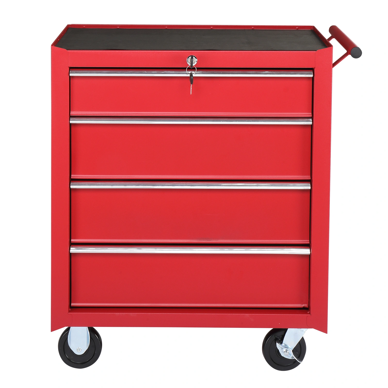 Steel maintenance tool cart single base cabinet 4 drawers 330lb red view 2