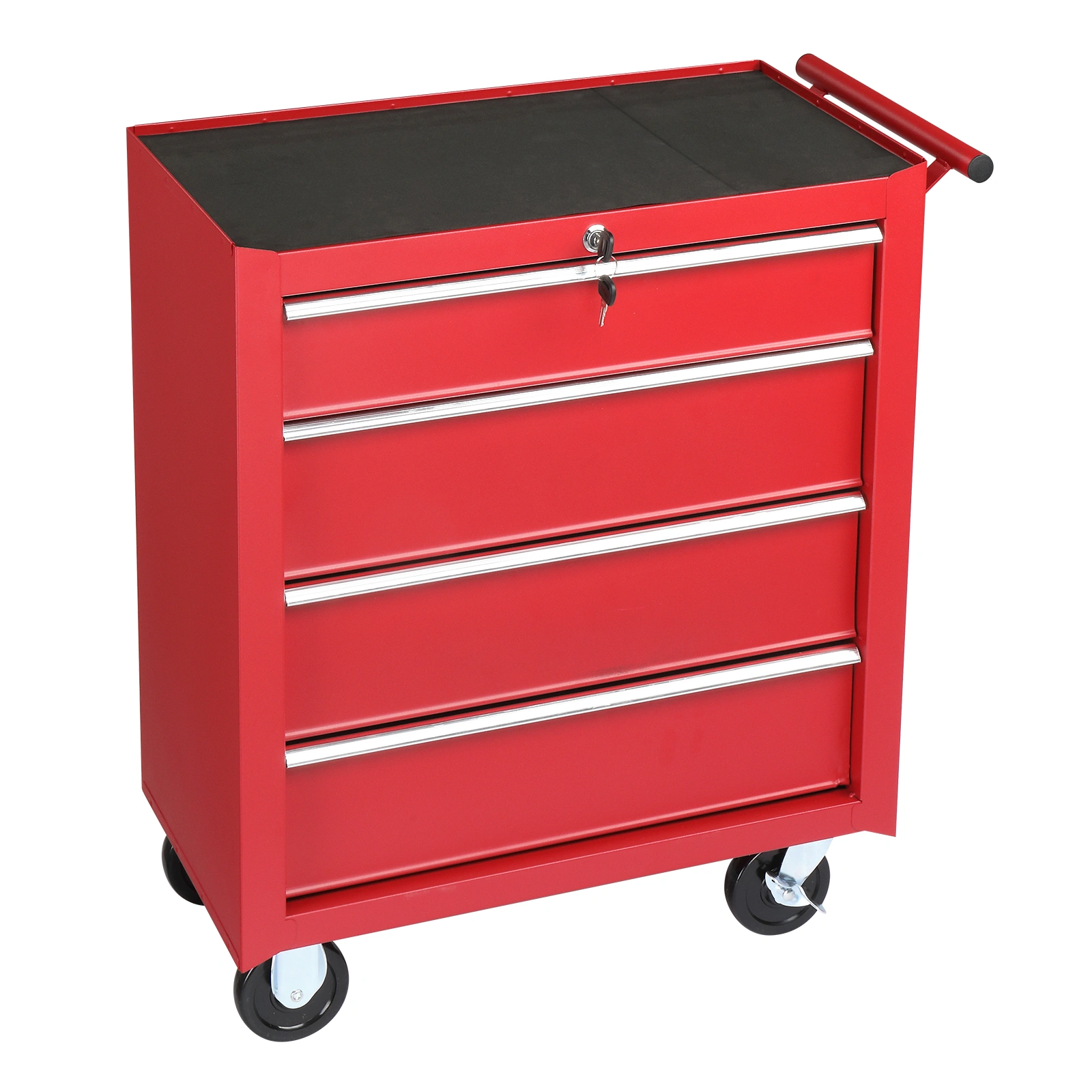 Steel maintenance tool cart single base cabinet 4 drawers 330lb red view 4