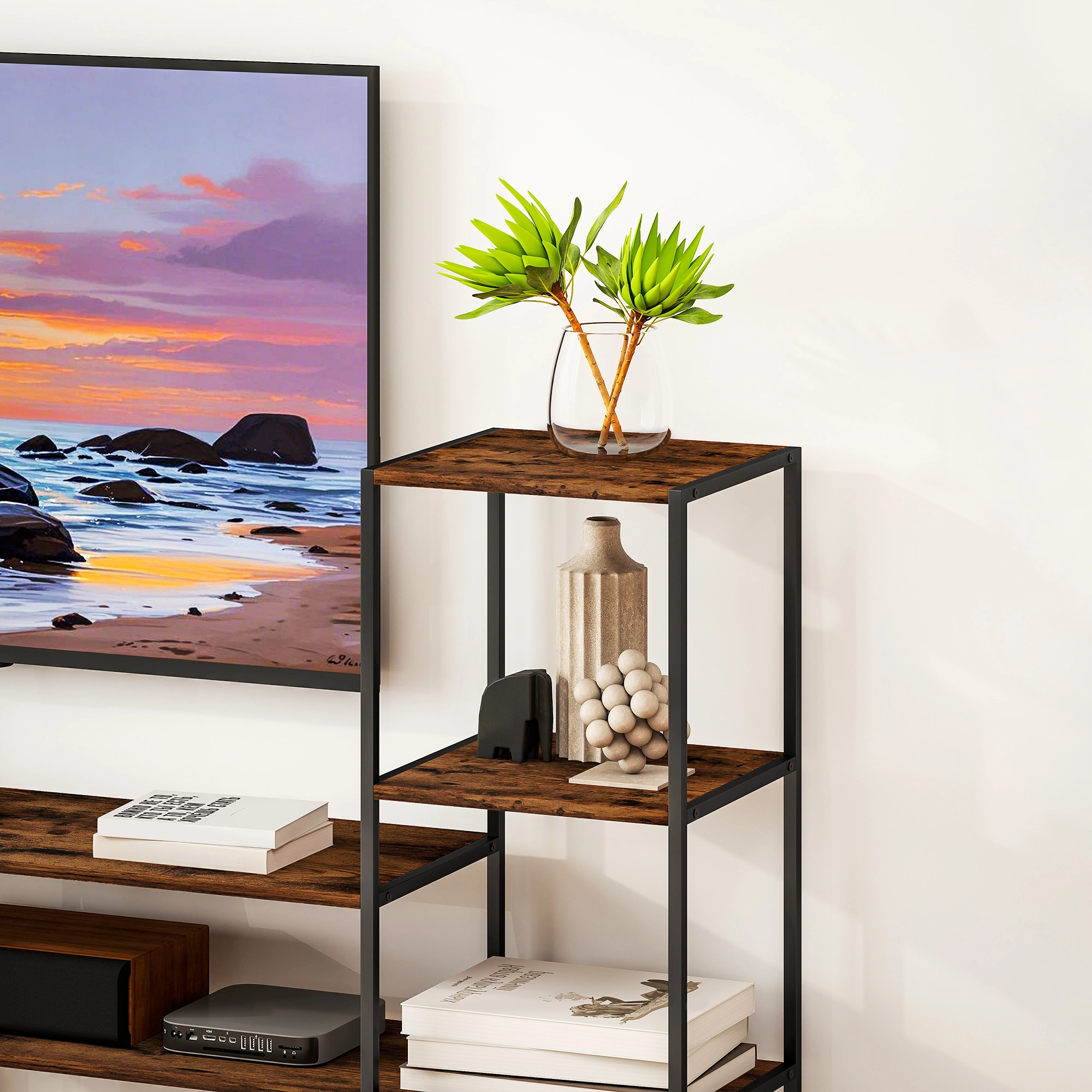 Modern TV Stand Cabinet 55 inch Entertainment Center Storage Console for Living Room view 2