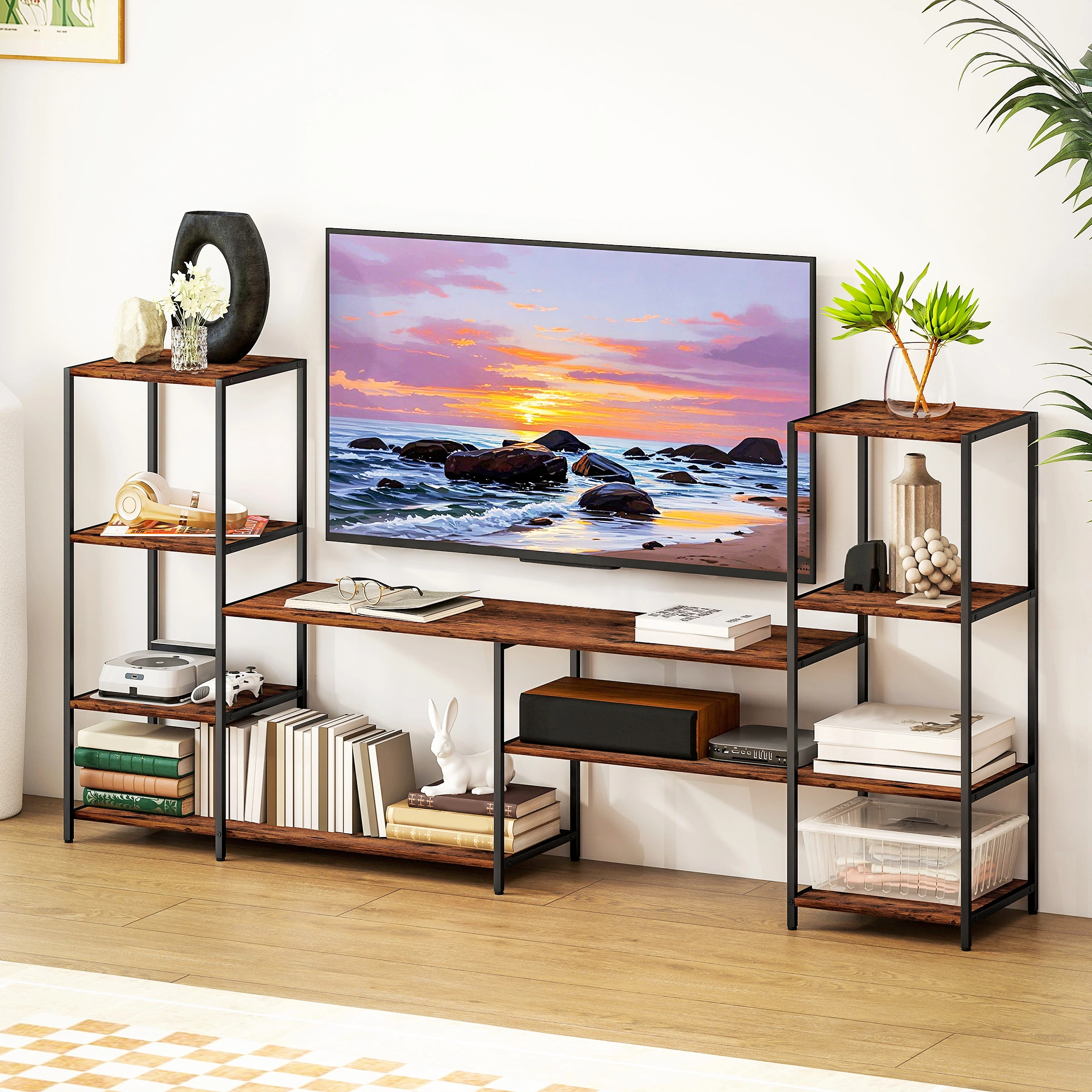 Modern TV Stand Cabinet 55 inch Entertainment Center Storage Console for Living Room view 3